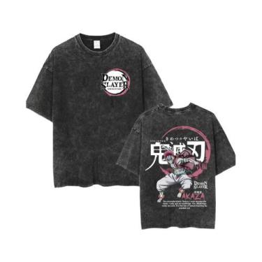 Imagem de Camiseta Vintage Oversized Akaza Para Homens, Anime Hit Show, Camiseta