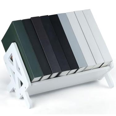 Imagem de Bunkal Estante de mesa de bambu – Organizador de mesa inclinado para livros de receitas, CDs, revistas, portátil, pequeno suporte para casa, dormitório ou escritório, 40 x 22 x 23 cm