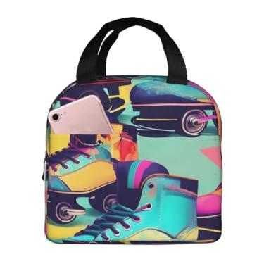 Imagem de Patins Retrô Estampa Colorida Uso Geral Uso Geral Lancheira com Zíper Suave Garante Fácil de Usar