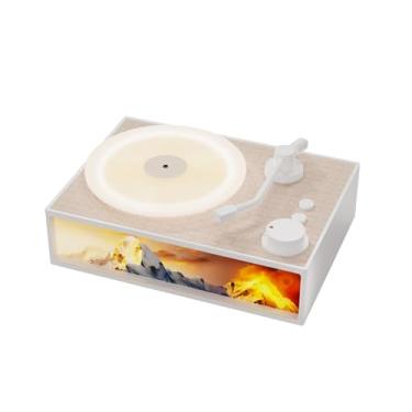 Imagem de Tocador de vinil mesa com alto-falante BT sem fio e luz noturna LED óleo essencial para decoração casa escritório quarto