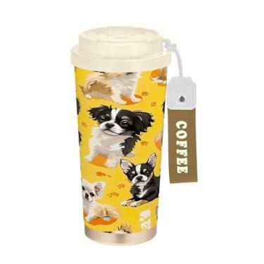 Imagem de YETTASBIN Caneca de café de viagem com isolamento térmico de 482 g com tampa canudo, copo à prova de derramamento e vazamento com alça para bebida quente e fria, garrafa de água de aço inoxidável