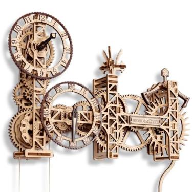 Imagem de WOODEN.CITY Relógio de parede Steampunk - DIY quebra-cabeça de madeira 3D, modelo mecânico com mecanismo de pêndulo, 269 peças, ideal para artesãos e amantes vintage, relógio decorativo