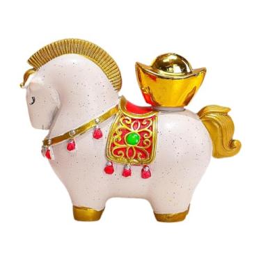Imagem de XLWLLNJ Enfeite de Cavalo em Resina para Artesanato em Estábulo, Estatueta de Cavalo em Resina, Miniatura para Mesa, Estante, Lembrancinhas de Festa, Barra de Ouro
