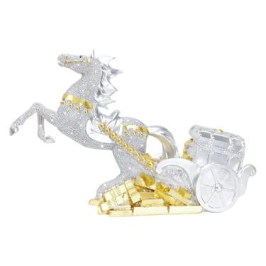 Imagem de Wswqop Estátua de Cavalo, Escultura Animal, Decoração, Estatueta de Resina, Ornamento para Mesa, Centro de Mesa, Escritório, Lareira, Estante de Livros, Prata