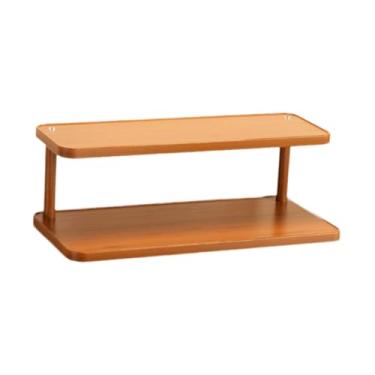 Imagem de Generic Suporte de madeira para copos e garrafas, organizador de água, com duas camadas, elegante e, ideal para escritório, dormitório, sala de, M