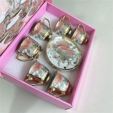 Imagem de Xícara de café kit com 12 peças de Cerâmica e porcelana kit xicaras com pires(Flor 2)