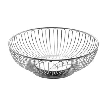 Imagem de Fruteira Cesta de frutas em arame de aço inoxidável com design moderno vazado, versátil para servir à mesa. Decoração de mesa(Pequeno)