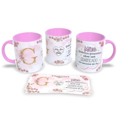 Imagem de Caneca de Porcelana Com Alça e Interior Rosa Estampa Alfabeto das Mães (G)