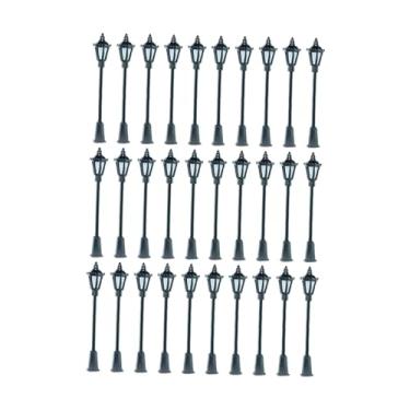 Imagem de YIJU Miniaturas de postes de iluminação pública em escala 1/75, luz branca quente, para maquetes de ferrovias e trens, ideais para caminhos externos (faça, 30 Unidades