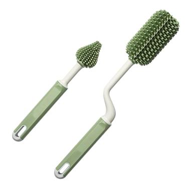 Imagem de Sanpyl Conjunto Multifuncional de Escova de Mamadeira de Silicone para Resíduos de Limpeza, Alça Confortável, Adequado para Mamadeiras, Esportivas, Tubos, Bombas Tira Leite, Material Seguro (Verde)