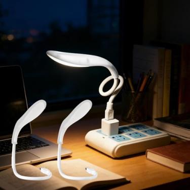 Imagem de Pacote com 2 lâmpadas USB flexíveis e portáteis para leitura, mini luz noturna com pescoço de ganso para laptop, teclado portátil e uso em viagens