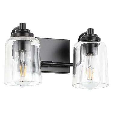 Imagem de SOLFART Luminária De Parede Preta Fosca Com 2 Luzes Para Banheiro, Iluminação Sobre Espelho, Montagem 13,8"