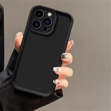 Imagem de Capa protetora de silicone para câmera de iPhone 11, 12, 13, 14, 15, 16 Pro Max Plus, Mini XR, XS, 7 e 8 Plus, preta.
