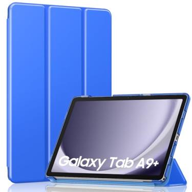 Imagem de MoKo Capa para Galaxy Tab A9 Plus/A9+ 11 polegadas 2023, capa inteligente rígida de policarbonato translúcido para tablet Galaxy Tab A9 Plus SM-X210/X216/X218, despertar/hibernar automaticamente, azul