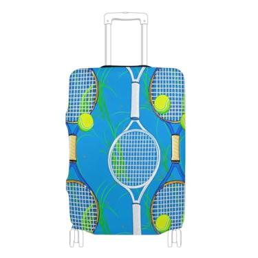 Imagem de Joisal Capa de mala azul bola de tênis fofa protetora de bagagem gráfica personalizada acessórios de bagagem de viagem, P, serve para capa de 45 a 50 cm, Bola de tênis azul, L 26-28 in, Capa de mala