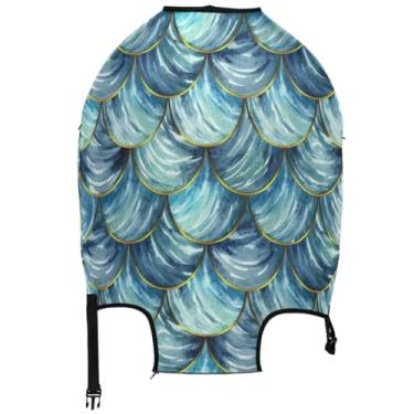 Imagem de Joisal Capas de bagagem para protetor de mala, estética, azul, azul-petróleo, aqua, lavável, acessórios de viagem, manga de mala, Estética azul petróleo, água-marinha, L, Fits 26-28 Inch Case, Capa de
