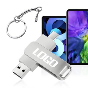 Imagem de Unidade USB OTG giratória de metal personalizada com chaveiro, pen drive OTG de telefone personalizado para presentes corporativos, eventos promocionais, brindes de marca, com embalagem de presente