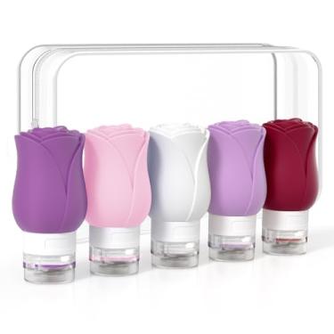 Imagem de Mabnuby Garrafas de viagem para artigos de higiene pessoal – Recipientes de viagem portáteis aprovados pela TSA para artigos de higiene pessoal, à prova de vazamento, líquido recarregável para xampu