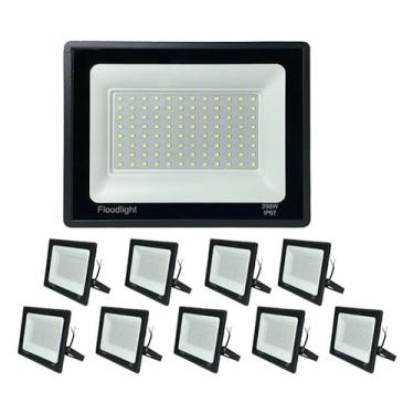 Imagem de Kit 10 unidade Refletor Led 200w Holofote Bivolt Prova Dágua Luz branco frio
