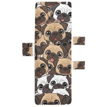 Imagem de Capa de toalha para espreguiçadeira marrom com desenho fofo de cachorro pug para piscina, lounge, praia, espreguiçadeira, grande, 203 x 76 cm