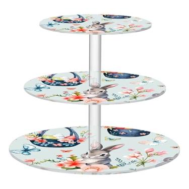 Imagem de Cestas de Páscoa, flores, coelhos, chá, festa, cupcake, suporte de 3 camadas, torre de bolo, exibição de acrílico, para chá de bebê, suporte de bolo para festa, sobremesa, cupcakes