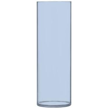 Imagem de Vaso de flores cilíndrico decorativo, aço claro, azul, plástico, impressão personalizada, decoração moderna para quarto, 30 cm x 9,9 cm