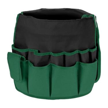 Imagem de Fenteer Bolsa organizadora de ferramentas de jardinagem, e com grande capacidade, multifuncional, para tesouras e outros itens, Preto Verde