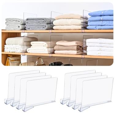 Imagem de Uni HIMO Divisórias de prateleira, organizador vertical de bolsa para armário, organizador de prateleira espesso e resistente para suéter, camisas, bolsas, 20 cm de altura x 28 cm (8 peças)