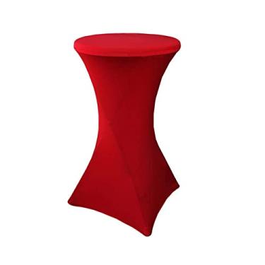 Imagem de Yahpetes Capa de cadeira, 1 peça de toalha de mesa para coquetel, toalha de mesa redonda de elastano e lycra para bar, casamento, coquetel (vermelha, 81 x 109 cm)