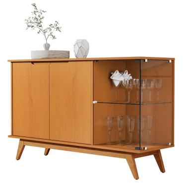 Imagem de Aparador Buffet Tucumã com 3 Portas Pés de Madeira Maciça