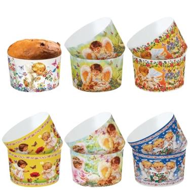 Imagem de Bokon 12 peças de moldes de papel de páscoa de 340 g, retrô, redondo, antiaderente, universal, forros de cupcake para Páscoa, férias, festa de aniversário, decoração de bolos, suprimentos de decoração