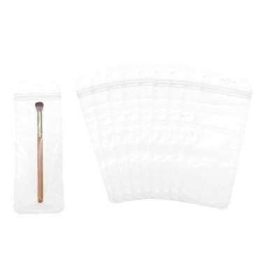 Imagem de PATIKIL Sacos plásticos de joias longas, 7 x 20 cm, 100 peças, bolsa com zíper autovedável transparente e reutilizável com orifício para pendurar para colares, embalagem de caneta, branco, fosco