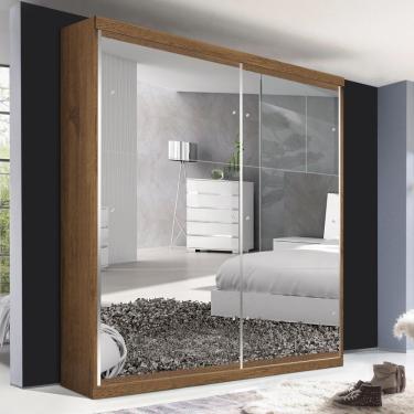 Imagem de Guarda Roupa Solteiro 2 Portas De Correr 2 Gavetas E 6 Espelhos Salvador Top Espresso Móveis Freijó