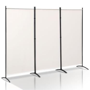 Imagem de Biombo 3 Folhas, 260x180 cm, Divisoria de Ambiente de Sala, Branco, Telas Dobráveis de Privacidade, Painel Divisor de Quarto Portátil, Divisórias de Tecido para Separação de Quarto