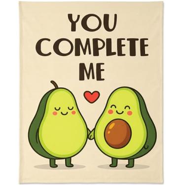 Imagem de Ethisa Cobertor de abacate para casais 127 x 152 cm - Manta de lã divertida para aniversário, casamento, dia dos namorados - Presente romântico macio para namorado, namorada, esposa, marido - pelúcia