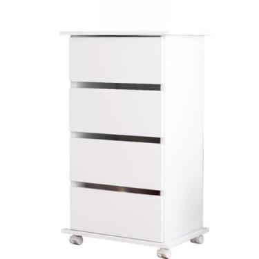 Imagem de Compartimento Organizador com Gavetas，Gaveteiro Organizador com 4 Gavetas e Rodinhas para Quarto e Escritório(BRANCO)