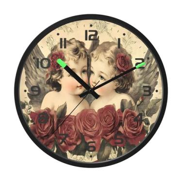 Imagem de SEHANY Lindo relógio de parede anjo silencioso sem tique-taque relógio redondo operado por bateria 30 cm controle de som luz noturna relógios de parede para sala de estar, cozinha, quarto, escritório