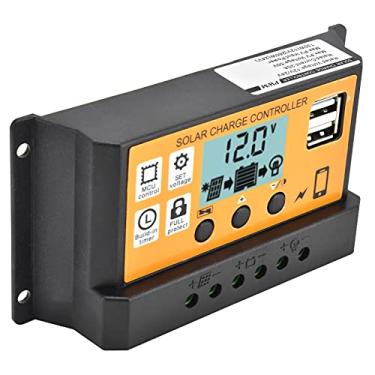 Imagem de Acouto Controlador para Painel Solar - Regulador PWM USB Duplo de 3 Estágios 12V/24V 10A Com Display LCD (20A)