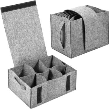 Imagem de 2PCS Camping Dinnerware Storage Bag Felt Plates Storage Box, Caravan Plate Holder Plate and Cup Organizer for Protecting Motorhome Armário Panelas de Cozinha " (medium gray)