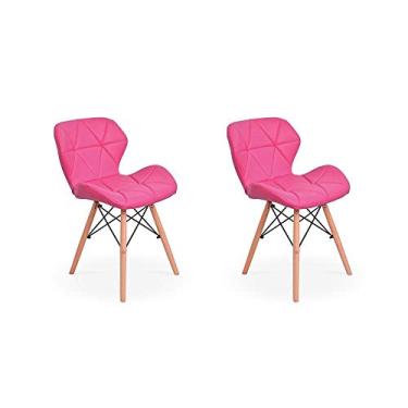 Imagem de Kit 02 Cadeiras Charles Eames Eiffel Slim Wood Estofada - Rosa