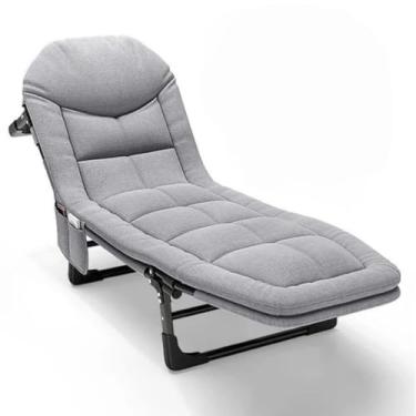 Imagem de Cama Dobrável Portátil em Aço com Colchão Integrado Reforçado, Cinza Claro