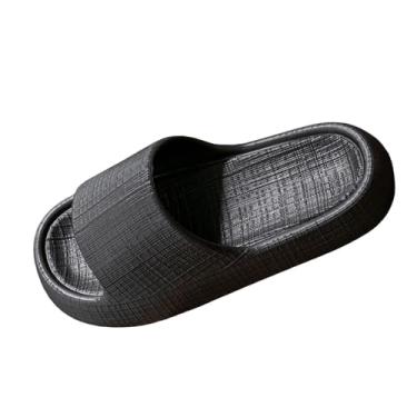 Imagem de Pantufas masculinas lisas de EVA com sola grossa, antiderrapante, uso interno, confortável, uso no banheiro, calçados casuais duráveis, Preto, 37