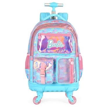 Imagem de Mochila 4 Rodas Escolar Menina Bolsa Grande Espaçosa Barbie - Luxcel, 