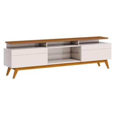 Imagem de Rack Bancada Classic 2 Gavetas Com Nicho 2.2 Off White Freijó Touch - 