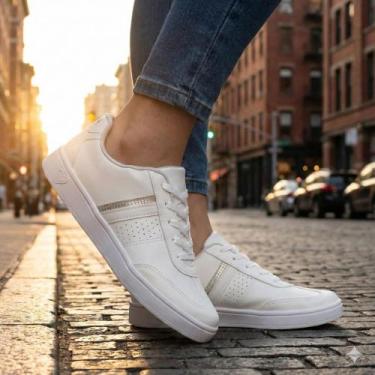 Imagem de Tênis Feminino Mississipi Napa Branco/Prata, Branco, Prata, 35