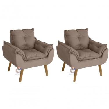 Imagem de Kit 02 Poltrona Decorativa Opala Capuccino Smf Decor