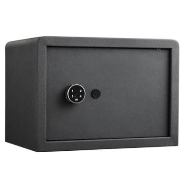 Imagem de AEGIS Cofre pequeno para casa, cofre biométrico de impressão digital de 3 metros cúbicos com trava digital, caixa de segurança de acesso rápido para dinheiro, joias, documentos (cinza)