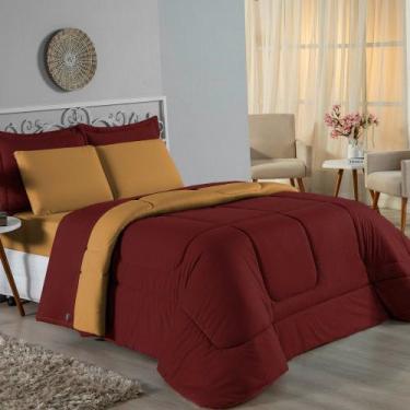 Imagem de Kit Edredom Dupla Face + Jogo de Lençol Queen Nobre 7 peças Malha 100%