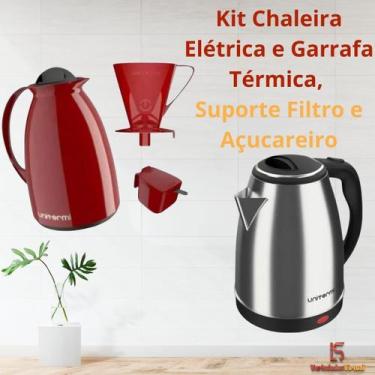 Imagem de Chaleira Elétrica Térmica Inox 1.8 Litros Com Tampa e Kit Prático Bule