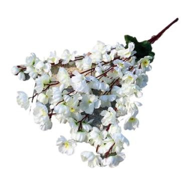 Imagem de Buquê de Flor de Pêssego Artificial com 7 Ramificações, Arranjo Decorativo Realista para Decoração de Casa e Ambientes Internos(1 unidade,Branco)